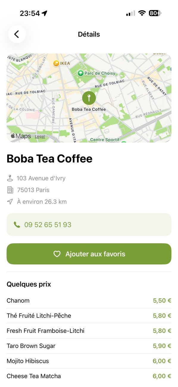 Fiche d'un lieu dans FoodTag